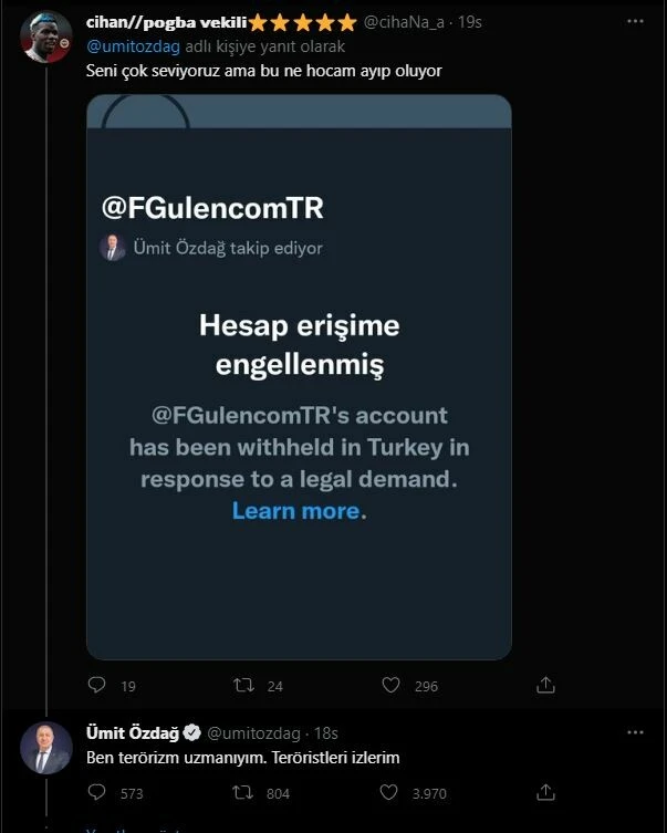 Ümit Özdağ Twitter’da FETÖ liderini neden takip ettiğini açıkladı