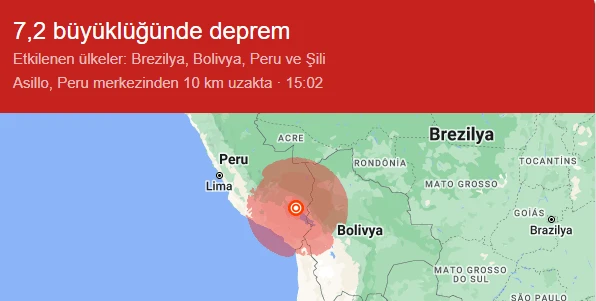 Son dakika! Peru'da 7.2 büyüklüğünde deprem: Brezilya ve Şili'de de hissedildi
