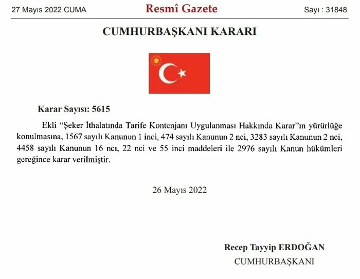 Son dakika! Şeker ithalatı için karar verildi! Resmi Gazete'de yayımlandı