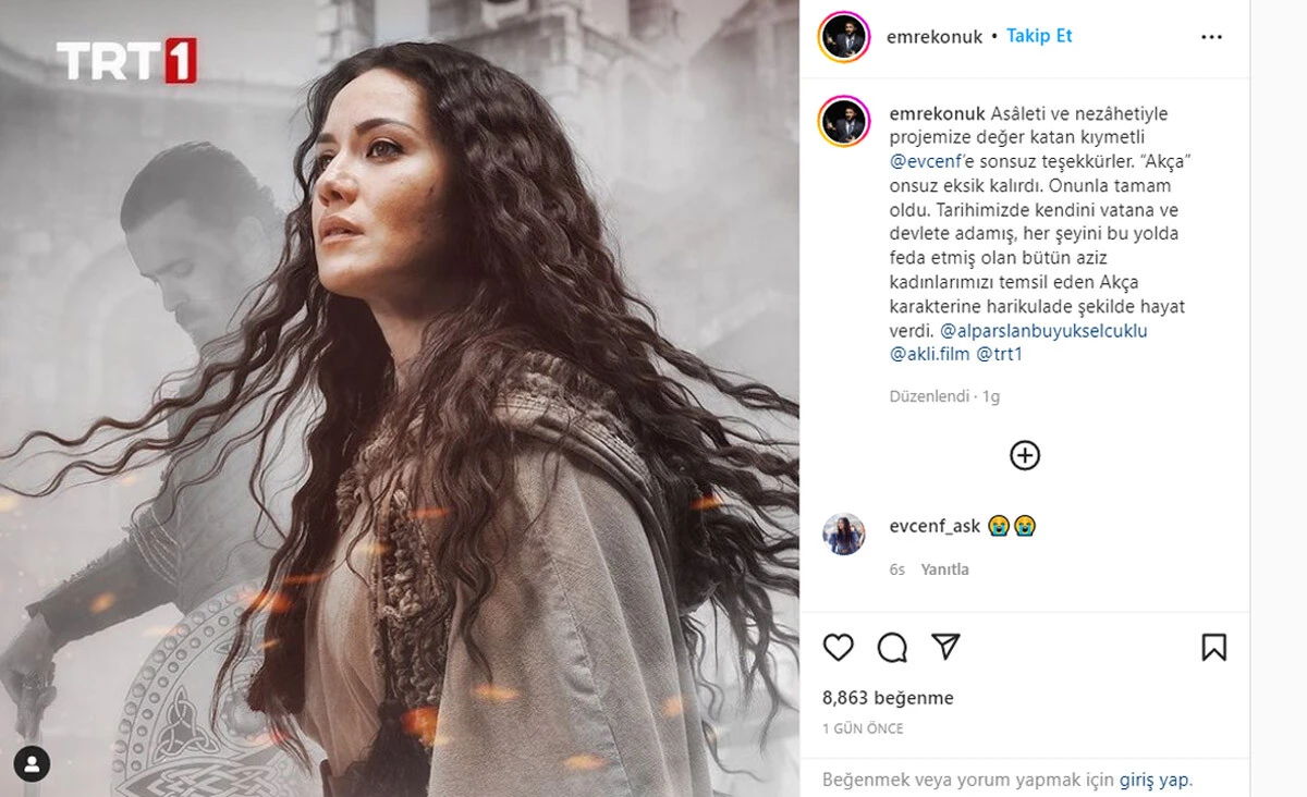 Burak Özçivit’in eşi Fahriye Evcen Alparslan Büyük Selçuklu’ya veda etti