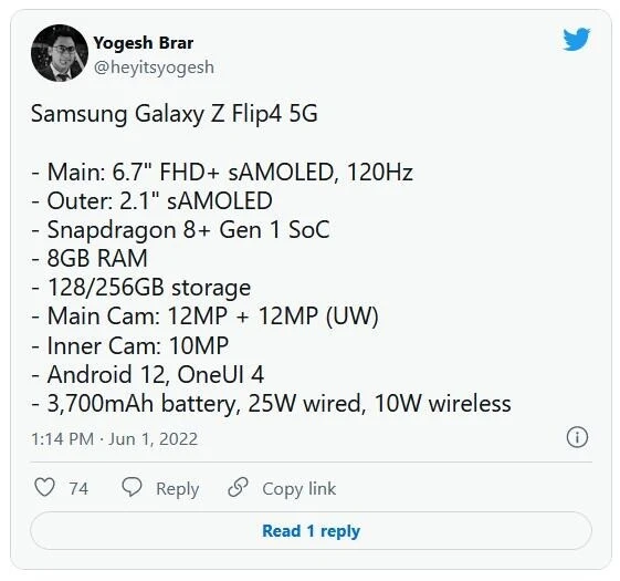 Galaxy Z Flip 4 İçin Merak Edilecek Bir Şey Kalmadı: Tüm Özellikleri Sızdırıldı