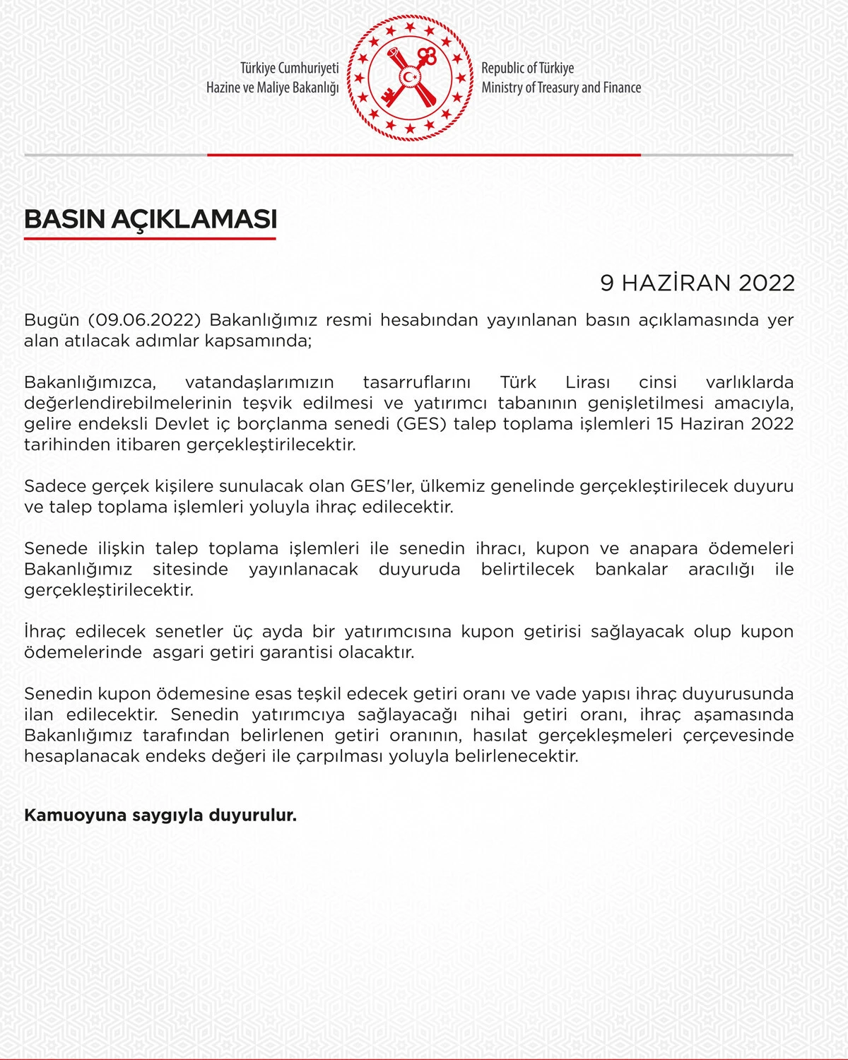 Son dakika! Hazine ve Maliye Bakanlığı yeni ekonomi paketi duyurdu: Devlet İç Borçlanma Senedi GES ile dolara karşı ilk adım