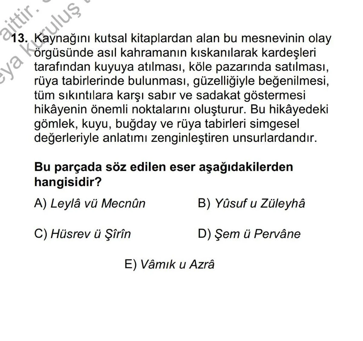 YKS 2022 AYT Hazreti Yusuf ve Züleyha sorusunun cevabı ne? Aslı 4 GB uygulama sorusu...
