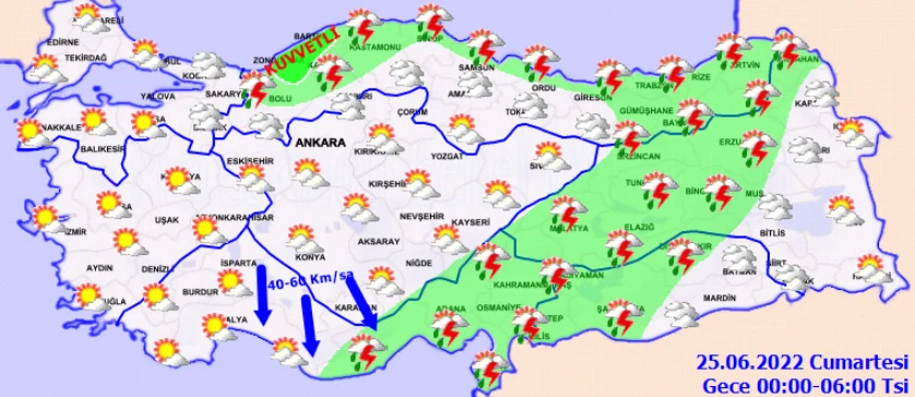 Yaz geldi, yağmur gitmedi! Meteoroloji’den 26 ile sarı ve turuncu kodlu uyarı: Sağanak kuvvetli vuracak (24 Haziran hava durumu)