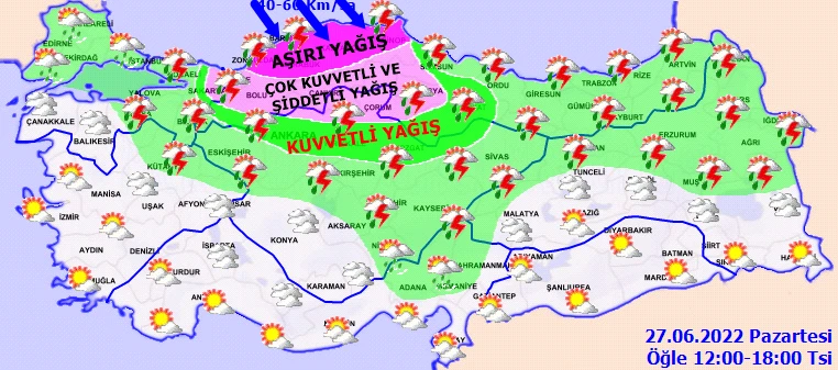 Meteoroloji ve AFAD’dan 6 ile kırmızı kod: Çok kuvvetli ve aşırı yağış alarmı verildi! Yaz yağmurları yıkıp geçecek