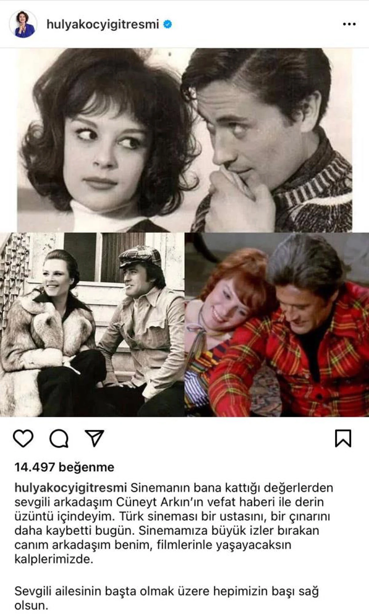 Ünlü isimlerden Cüneyt Arkın paylaşımı: Seni sonsuza kadar kalbimde yaşatacağım