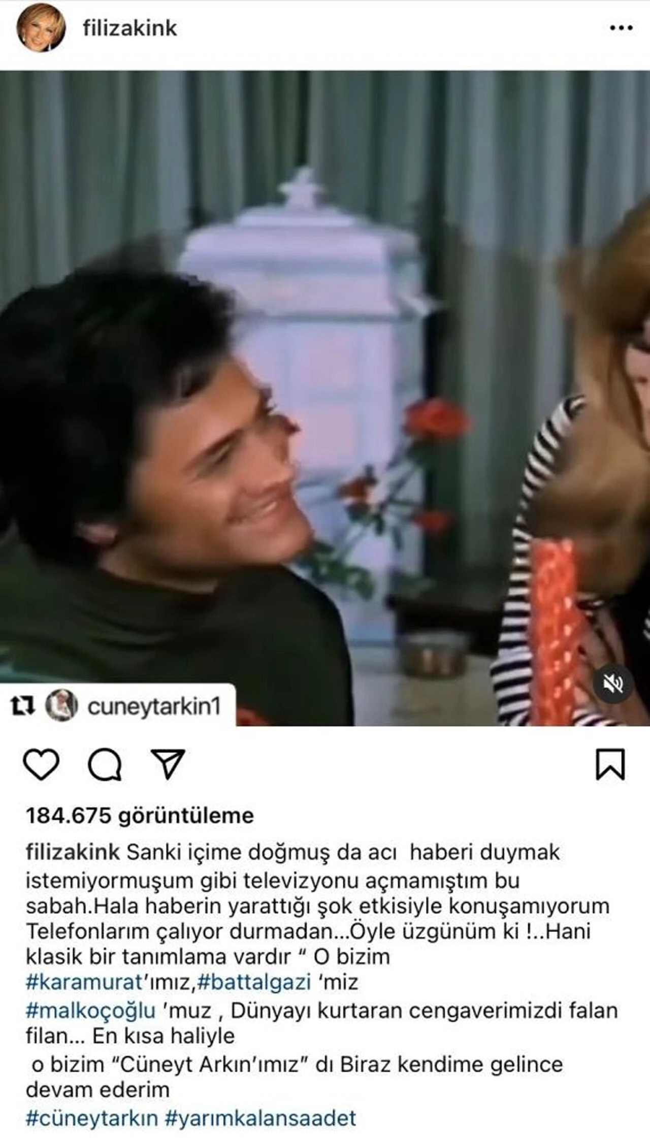 Ünlü isimlerden Cüneyt Arkın paylaşımı: Seni sonsuza kadar kalbimde yaşatacağım