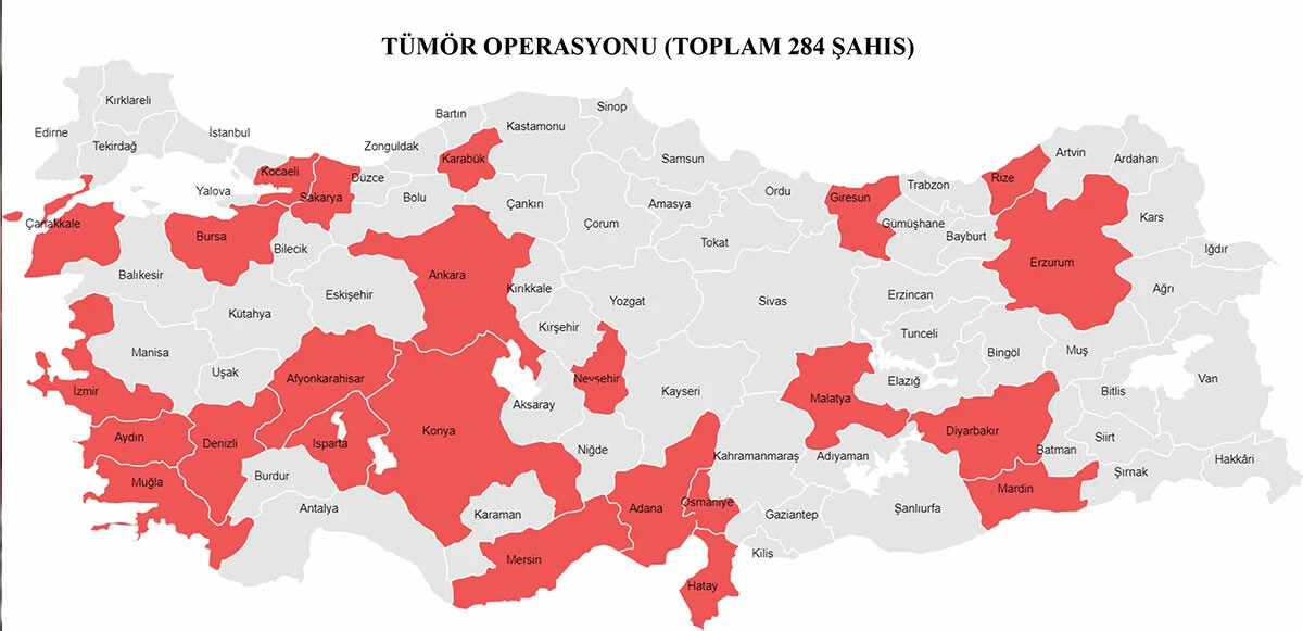 Organize suç örgütlerine yönelik 24 ilde "Tümör" operasyonu! 284 şüpheli hakkında gözaltı kararı