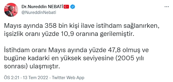 Bakan Nebati işsizlik rakamlarını değerlendirdi: 'Olumlu yansıma' yorumu