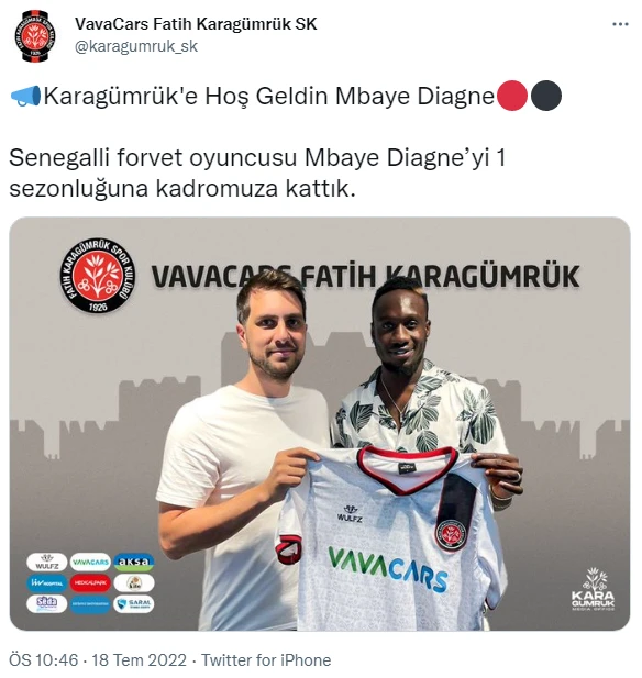 Son dakika! Mbaye Diagne resmen Fatih Karagümrük'te: 1 yıllık sözleşme imzalandı