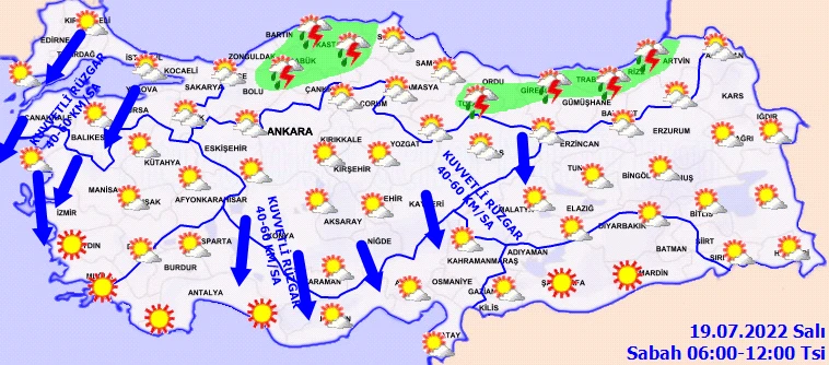 Şiddetli rüzgar uçuracak! Meteoroloji'den 6 ile sarı kodlu uyarı: Çatı ve ağaçlara dikkat (19 Temmuz hava durumu)