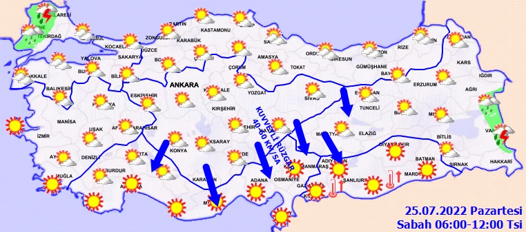 Meteoroloji 4 bölgeyi uyardı: Güneş güneyi cayır cayır yakacak, kıyılarda kuvvetli rüzgar!
