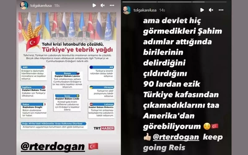 Tolga Karel'den Cumhurbaşkanı Erdoğan'a destek: Devam et reis