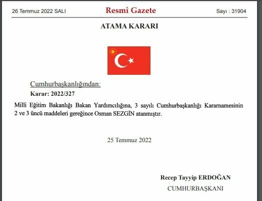 Osman Sezgin, Milli Eğitim Bakan Yardımcılığı’na atandı! (Osman Sezgin kimdir, nereli, kaç yaşında)