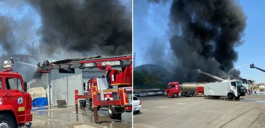 Son dakika! Denizli'de korkutan anlar! İl Emniyet Müdürlüğü'ne ait lojistik merkezinde yangın