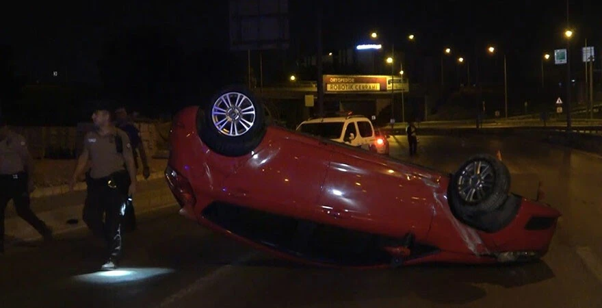 Bursa'da alkollü sürücü takla attı! Burnu bile kanamadı