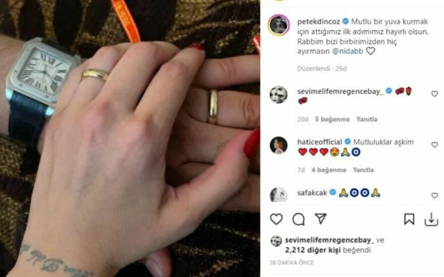 4 ay önce boşanan Petek Dinçöz’den nişan yüzükleriyle mutluluk pozu! “Rabbim bizi birbirimizden ayırmasın”