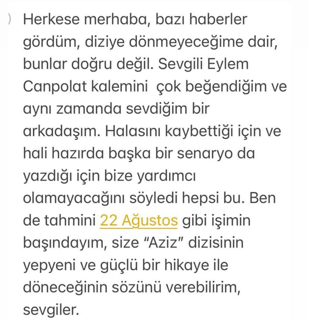 Murat Yıldırım 'Aziz' açıklaması: Güçlü bir hikaye ile geri dönecek