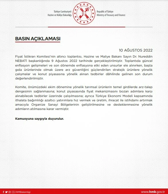 Son dakika! Fiyat İstikrarı Komitesi'nden yeni karar! Bakan Nebati duyurdu: Ekim'de 3 yeni hamle geliyor