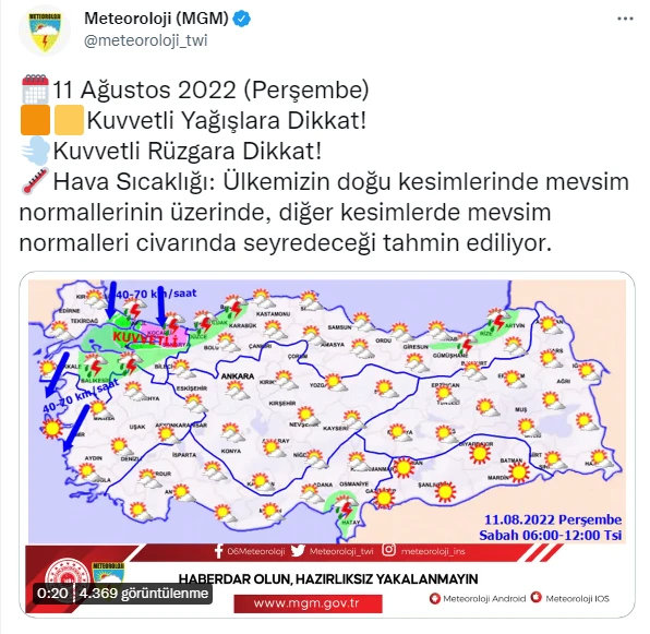 Meteoroloji, AFAD, AKOM ve Valilikten peş peşe uyarılar: İstanbul'u sağanak kuvvetli vuracak, turuncu alarm verildi (11 Ağustos hava durumu raporu)