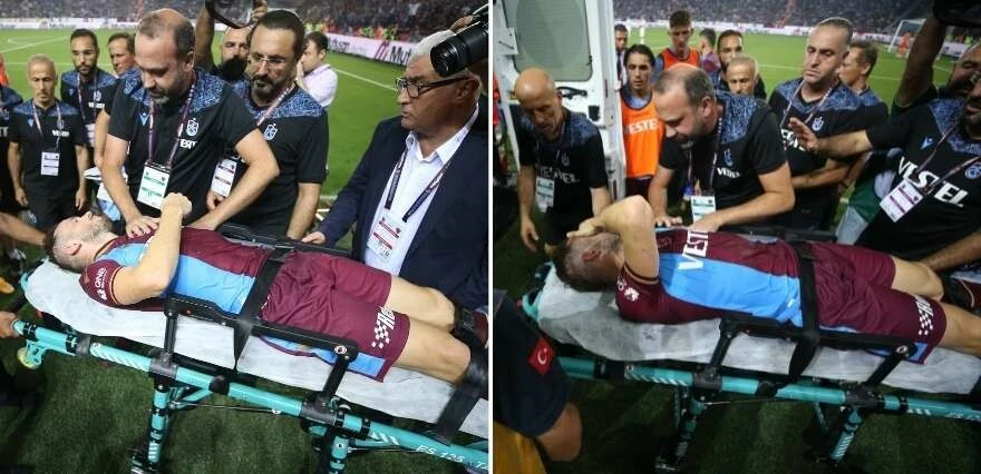 Son dakika! Trabzonspor-Hatayspor maçında korkutan anlar! Edin Visca sakatlandı, hastaneye kaldırıldı