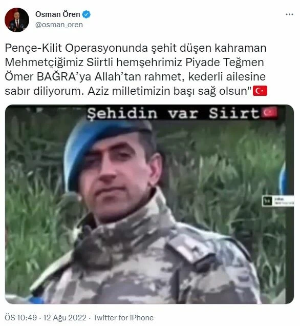 Son dakika! Acı haberi MSB duyurdu! Siirt'e şehit ateşi düştü: Piyade Teğmen Ömer Bağra şehit oldu