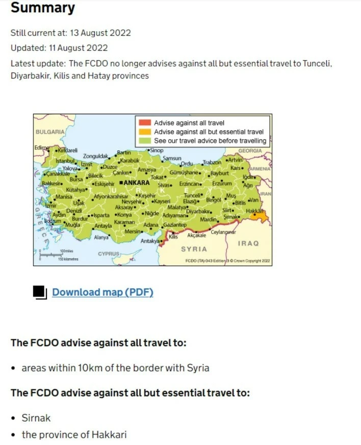 İngiltere uzak durulması gereken şehirleri açık açık verip Türkiye’ye seyahat uyarısı yaptı: Çok muhtemel terör saldırısı olabilir