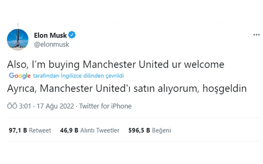 Elon Musk yine dalga geçti: ''Manchester United'ı alacağım'' paylaşımı gündem oldu