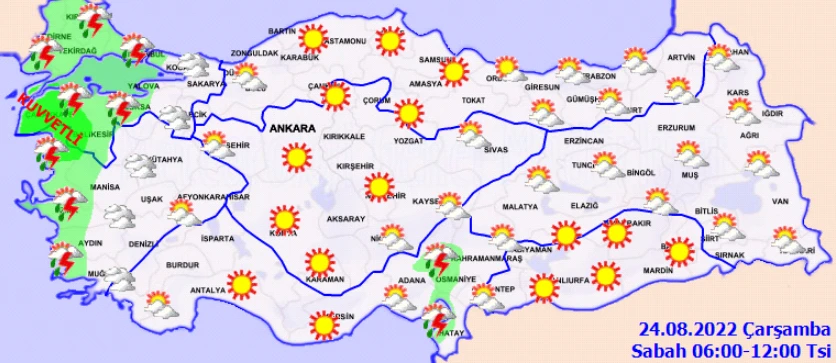 Meteoroloji ve AFAD'dan sonra AKOM da uyardı! 10 il için sarı ve turuncu kodlu alarm verildi (24 Ağustos hava durumu)