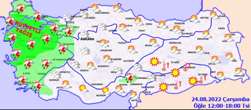 Meteoroloji ve AFAD'dan sonra AKOM da uyardı! 10 il için sarı ve turuncu kodlu alarm verildi (24 Ağustos hava durumu)