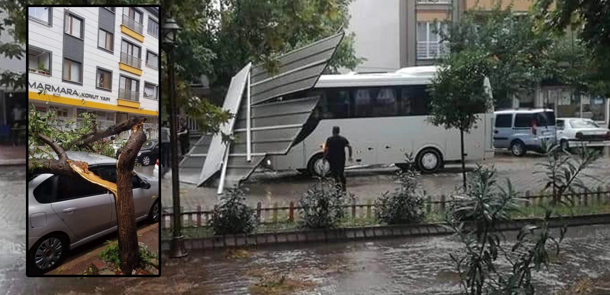 Meteoroloji uyarmıştı! Beklenen sağanak etkisini gösterdi: Yumurta büyüklüğünde dolu, göle dönen caddeler, uçan çatılar...