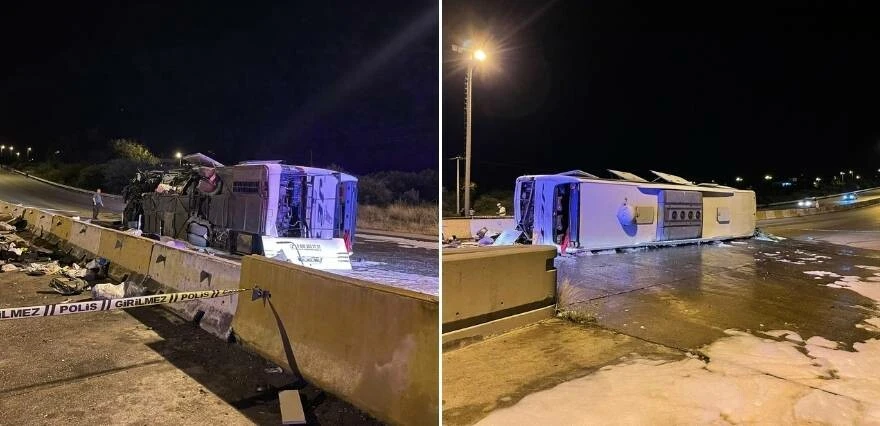 yaralı Hatay'da feci kaza! Yolcu otobüsü devrildi: Çok sayıda <a href=