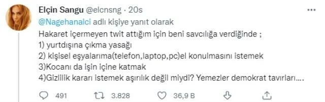 Elçin Sangu’dan Nagehan Alçı’ya sert tepki: Yemezler demokrat tavırları