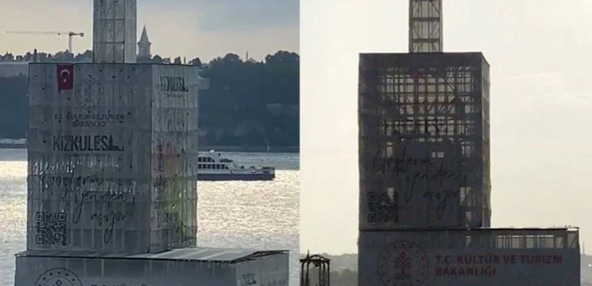 Son dakika!  'Kız Kulesi yıkıldı mı?' tartışmasına yetkililerden açıklama: Külah kısmı yapıdan uzaklaştırılmakta