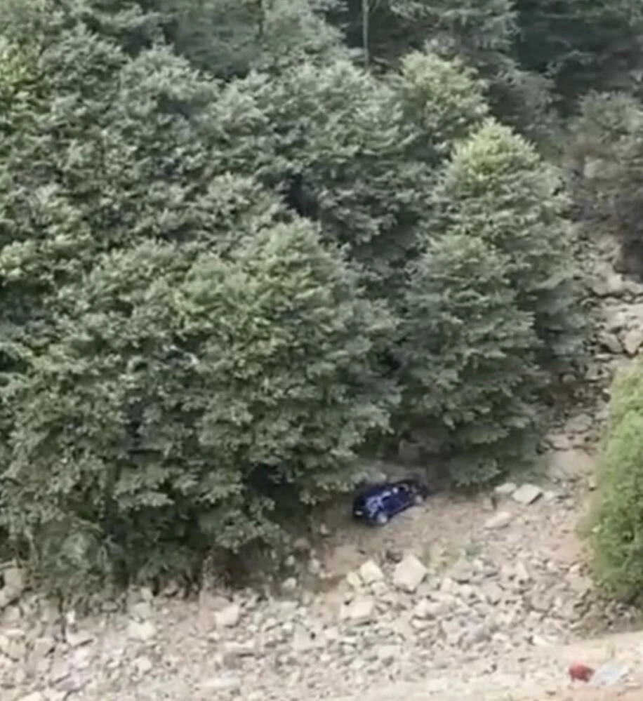 Fotoğraf heyecanı faciayla bitti! El frenini çekmeyi unuttu, otomobil uçurumdan yuvarlandı