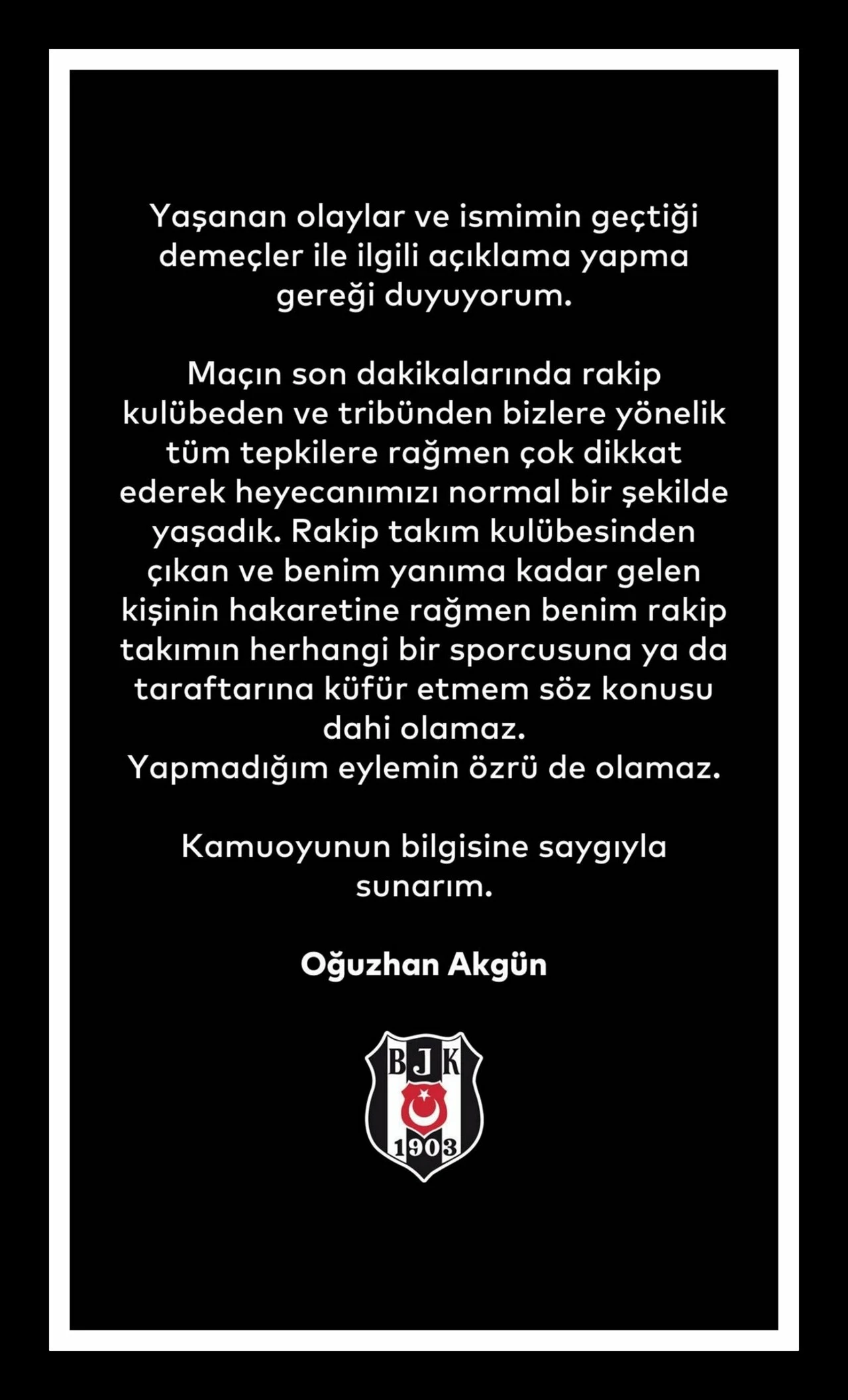 Beşiktaş’tan Oğuzhan Akgün paylaşımı