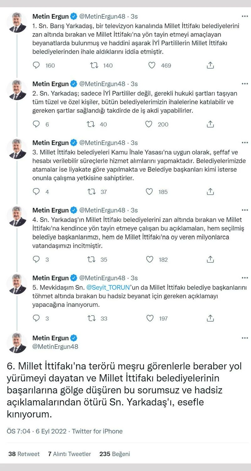 HDP tartışması ihale polemiğine dönüştü! İYİ Parti'den CHP'li Barış Yarkadaş'a sert tepki