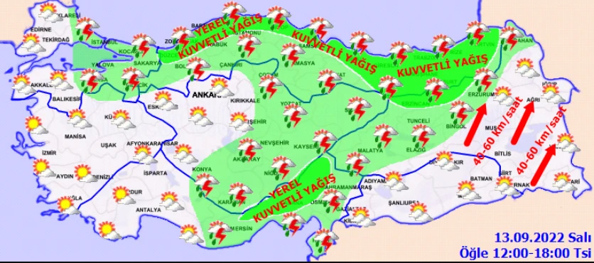 Meteoroloji'den 11 ile sarı kodlu uyarı! Ani sel ve su baskınlarına dikkat: Sağanak kuvvetli vuracak (13 Eylül 2022 hava durumu)