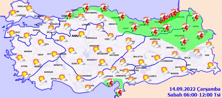 Meteoroloji'den 8 il için yağış uyarısı: Ani sel baskınlarına dikkat! Sıcaklıklar 2-6 derece düşecek... (14 Eylül 2022 hava durumu)