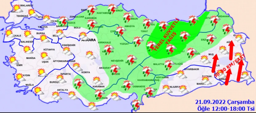 Meteoroloji'den uyarılar peş peşe geldi: Sağanak bastıracak, fırtına uçuracak (21 Eylül hava durumu)