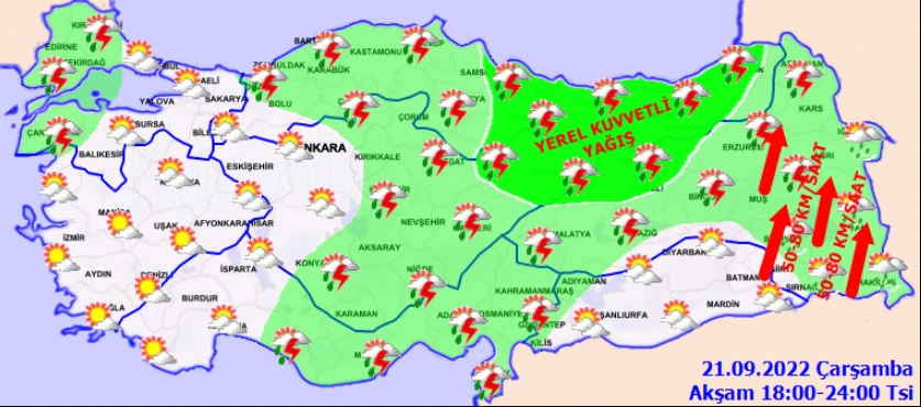 Meteoroloji'den uyarılar peş peşe geldi: Sağanak bastıracak, fırtına uçuracak (21 Eylül hava durumu)