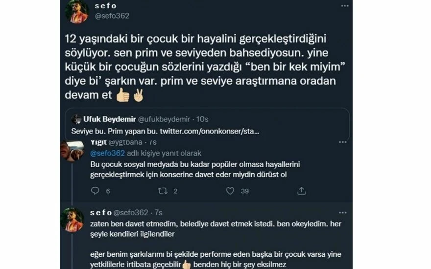 Sefo ve Ufuk Beydemir birbirine girdi: “Ben Bir kek miyim şarkınla prim yapmaya devam et”
