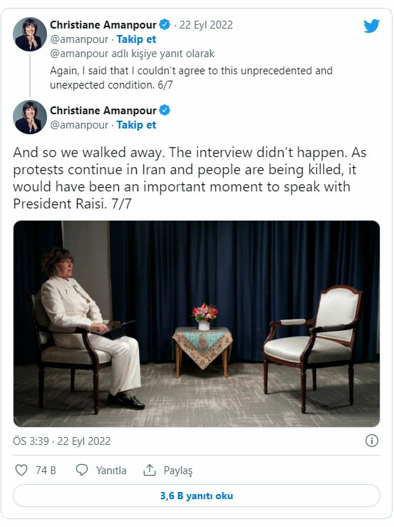 CNN muhabiri başörtüsünü Reisi de gazeteciyi reddetti! Boş koltuklu fotoğrafla tepki