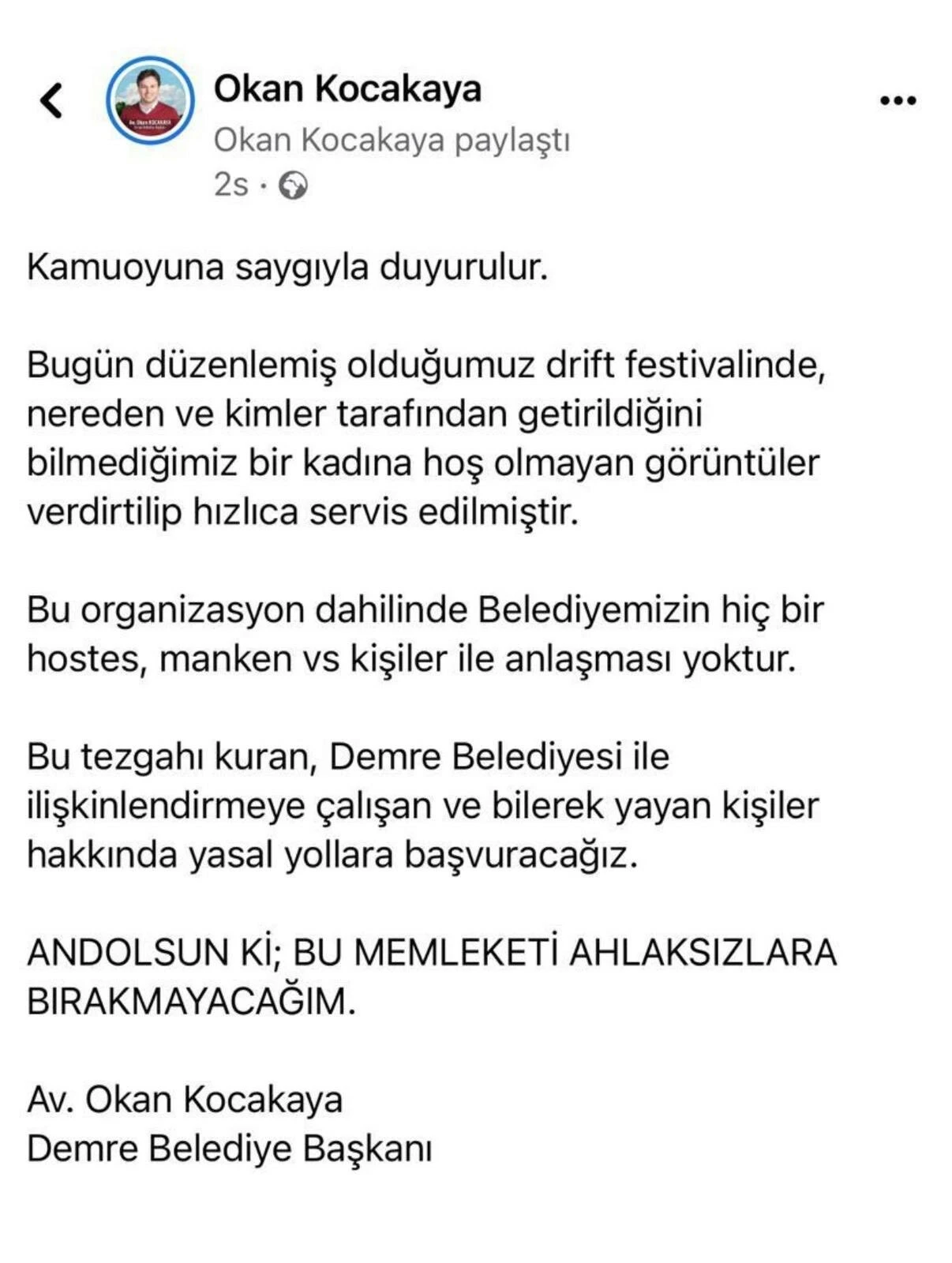 Drift festivalindeki skandal dansa tepki yağdı! Demre Belediye Başkanı Kocakaya sert çıktı