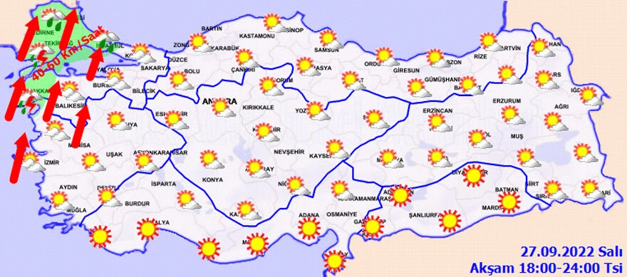 Son dakika| İstanbullular dikkat! Meteoroloji saat vererek uyardı: Gök gürültülü sağanak geliyor (27 Eylül hava durumu)