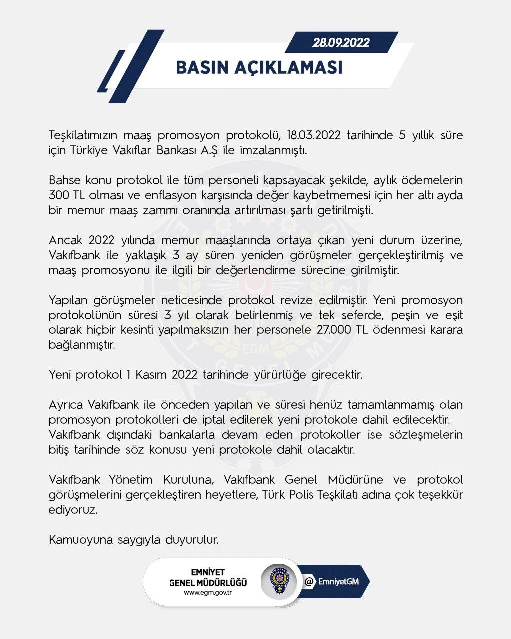 Son dakika! EGM duyurdu: Polislere 1 Kasım'da 27 bin TL promosyon!