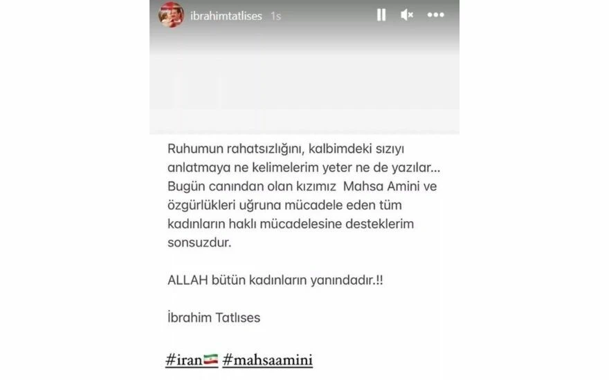 İbrahim Tatlıses’ten Mahsa Amini’ye destek paylaşımı