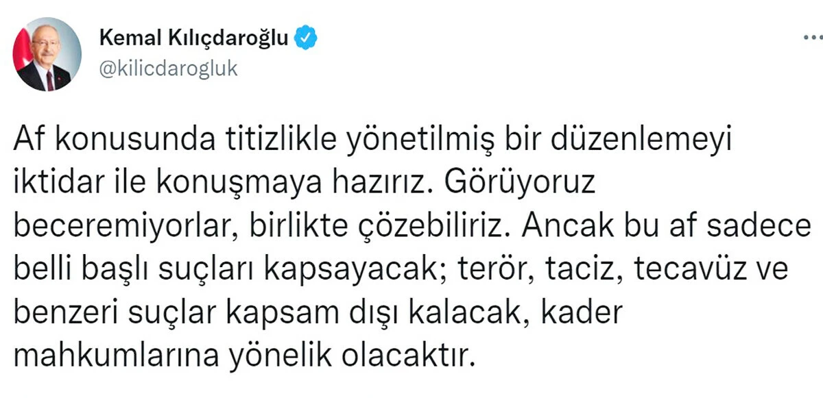 Kılıçdaroğlu'nun genel af teklifine AK Partili Turan'dan sert cevap: Twitter'dan af mı olur Allah aşkına