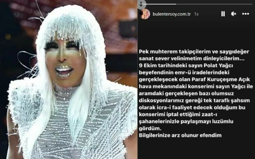 Konseri iptal olan Bülent Ersoy’dan sözlük gerektiren açıklama: Bazı olumsuz diskosyonlarımız gereği…