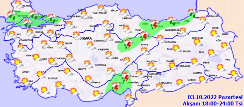 Meteoroloji'den birçok ile kuvvetli sağanak uyarısı: Günlerce sürecek, sel ve su baskınlarına dikkat (3 Ekim 2022 hava durumu)